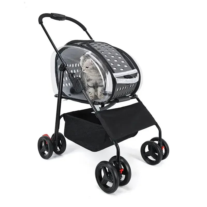 New pet stroller for outdoor travel, lightweight foldable detachable dog stroller for small and medium-sized dogs and cats