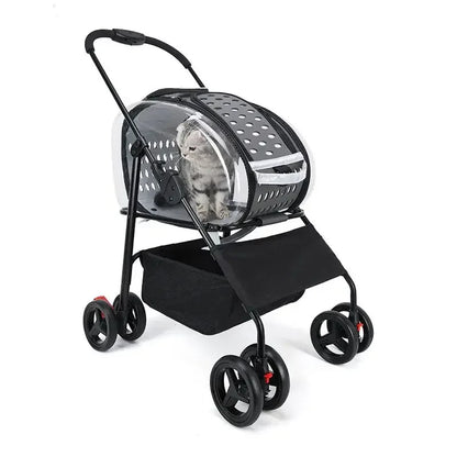 New pet stroller for outdoor travel, lightweight foldable detachable dog stroller for small and medium-sized dogs and cats