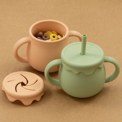 Baby Feeding Food Storage Box Snack Cup Portable Drinking Cup Infant Dual Purpose Sippy Cup Cover Band Newborn Accessories