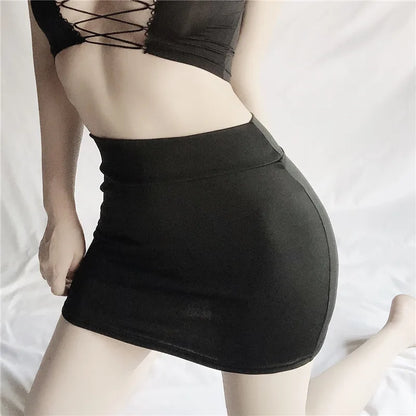 2026 NEW High Waist Sexy Casual Black White Bodycon Pencil Mini Skirts Wrap Hip Silk Short Skirt for Women Night Club Wear Summe