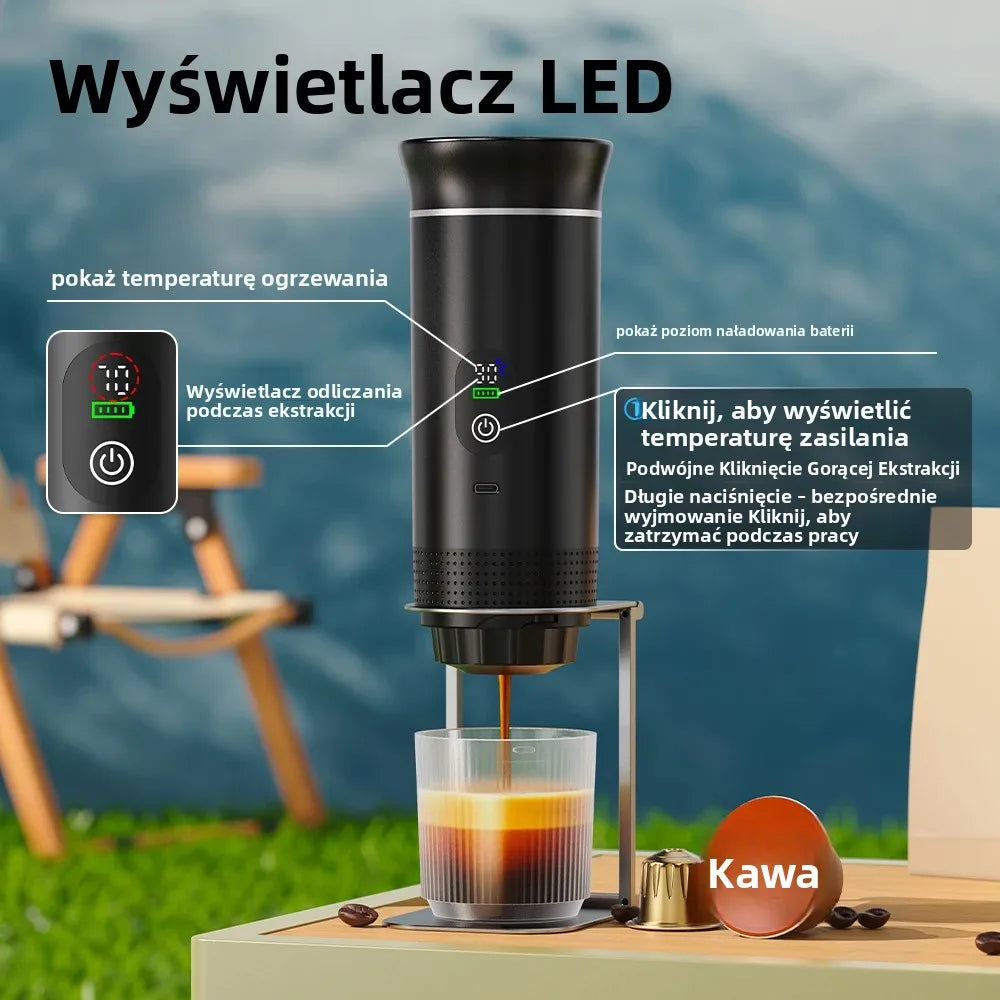 DENOKIN Portable Espresso Coffee Machine With Digital Display 3-in-1 Capsule Coffee Maker for Car & Home Camping Coffee Maker