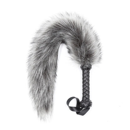 BDSM Faux Fox Tail Whip with Handle, Cosplay Tail Flogger, Bondage Paddle, Pet Play Roleplay, Fetish Costume Accessory, SM Adult