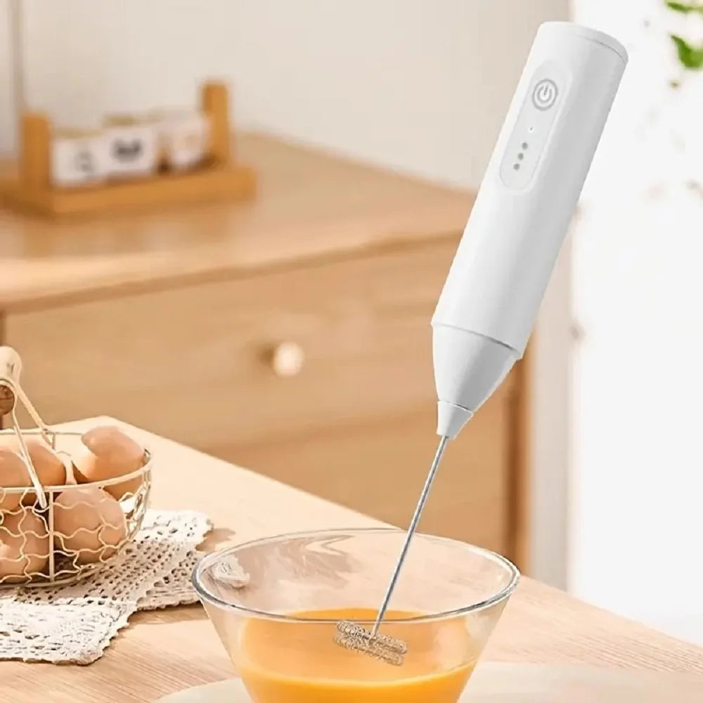 2-in-1 Electric Milk Frother and Handheld Mixer with USB Charging, 3-Speed Adjustable Powerful Motor, Handheld Milk Frother
