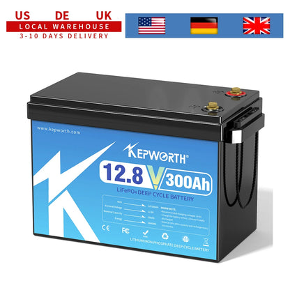 KEPWORTH 12V 300Ah LiFePO4 Battery, Built-in 200A BMS 3840Wh Energy Deep Cycles, Perfect for Off-Grid, Motorhome, Solar System