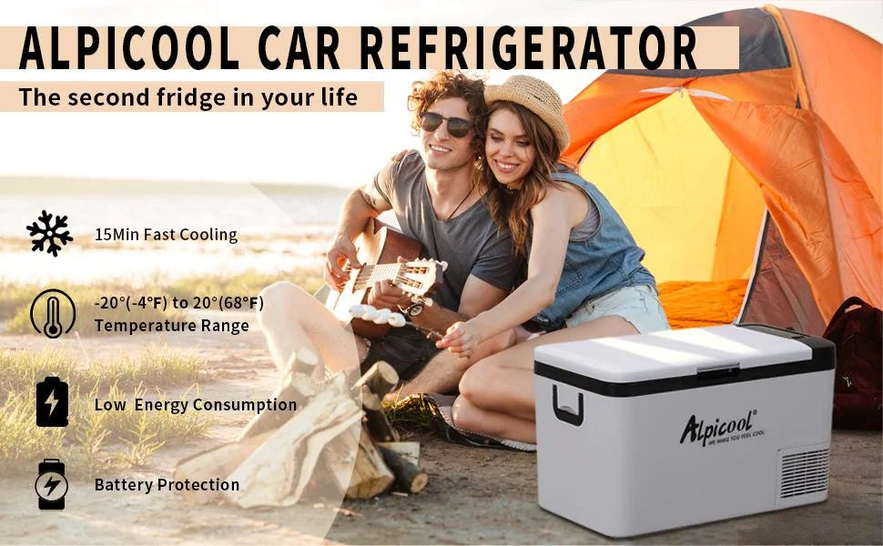 Alpicool K25 25L Compressor Car Fridge Freezer, DC 12v Camping Refrigerator, Portable Mini Cool Box for TruckCampervanRVBoat,