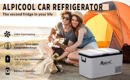 Alpicool K25 25L Compressor Car Fridge Freezer, DC 12v Camping Refrigerator, Portable Mini Cool Box for TruckCampervanRVBoat,