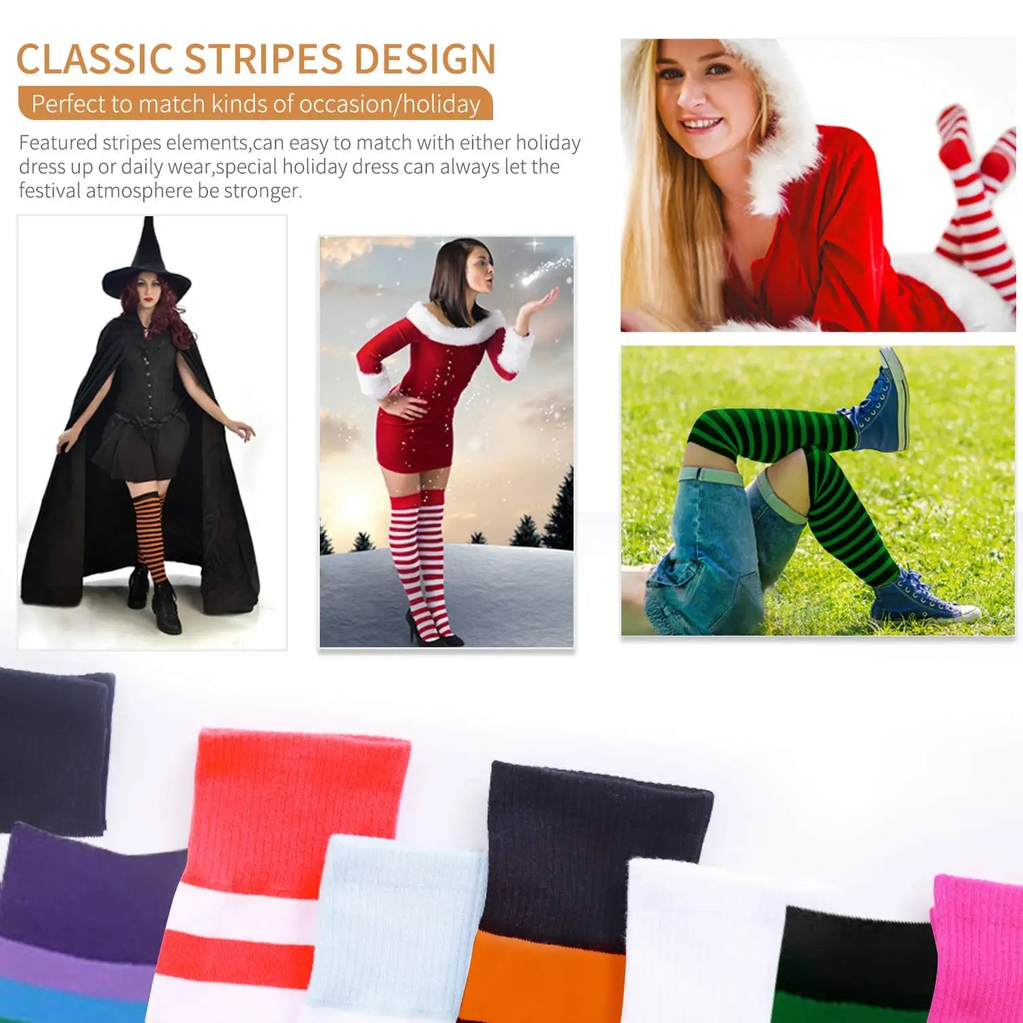 Color Striped Stockings Japanese Over Knee Socks Fashion Women Keep Warm Soks Sexy Slim Long Socks Hosiery JK Cosplay Lolita Y2k