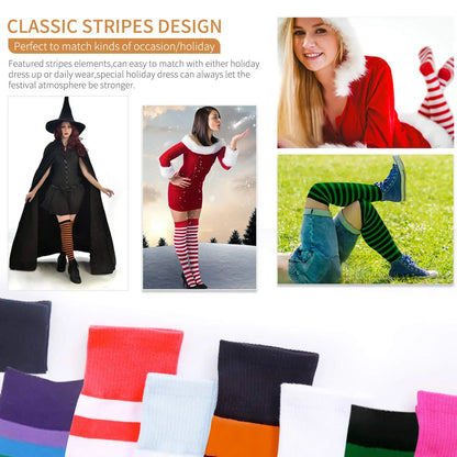 Color Striped Stockings Japanese Over Knee Socks Fashion Women Keep Warm Soks Sexy Slim Long Socks Hosiery JK Cosplay Lolita Y2k