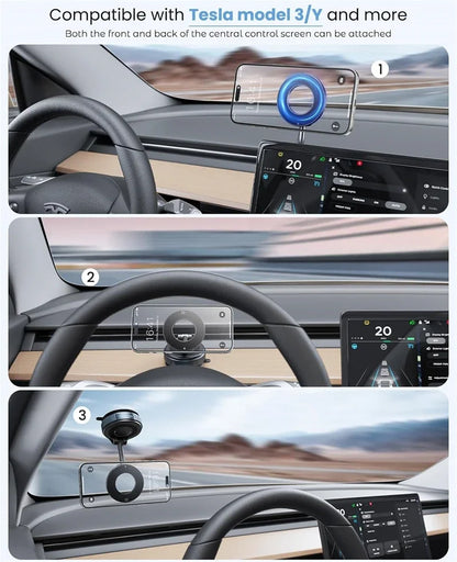 Car Phone Magnetic Stand Mechanical Vacuum Suction Cup Rotate 360° Magnetic Adsorption Bracket Navigation Universal Holder