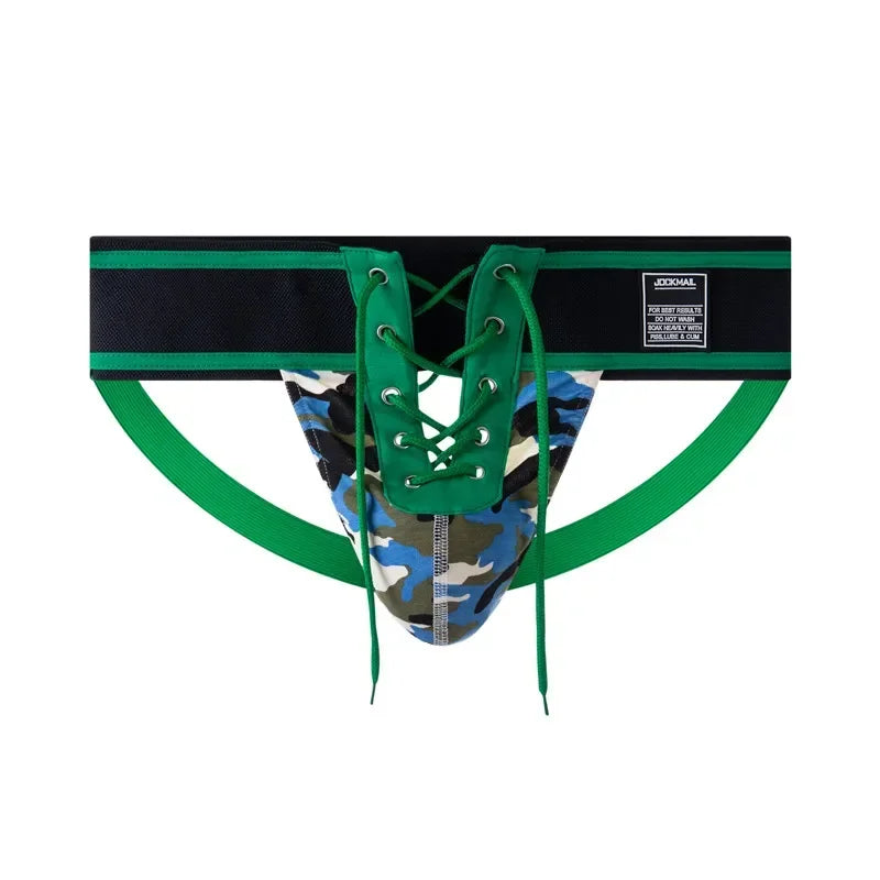 Open Front Men Jockstrap Briefs Athletic Supporter,3" Waistband Detachable Pouch Breathable Workout Sport Underwear Gay Thongs