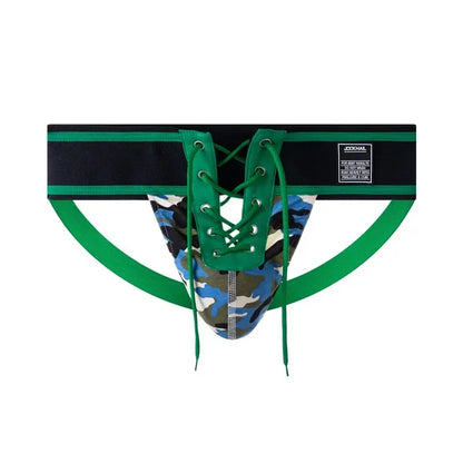 Open Front Men Jockstrap Briefs Athletic Supporter,3" Waistband Detachable Pouch Breathable Workout Sport Underwear Gay Thongs