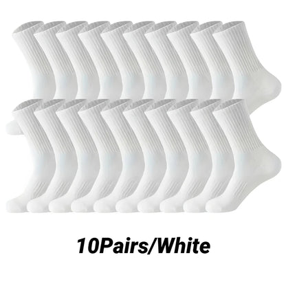 5/10Pairs Neutral Round Neck Socks Spring Summer Sweat Absorbing Breathable Comfortable All-Season Sports Men's High Classic