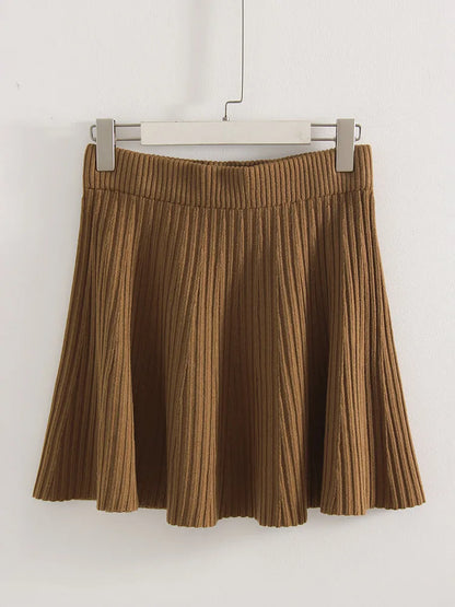 Autumn Knit White Mini Pleated Skirts For Women A Line Skirt Gray High Waist Women Knitted Pleated Short Skirts Korean Fashion