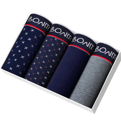 4pcs Cotton Boxer Shorts Soft Men's Panties BONITOS Letter Waistband Men Underpants Boxer Briefs Sexy Underwear for Man Boxers