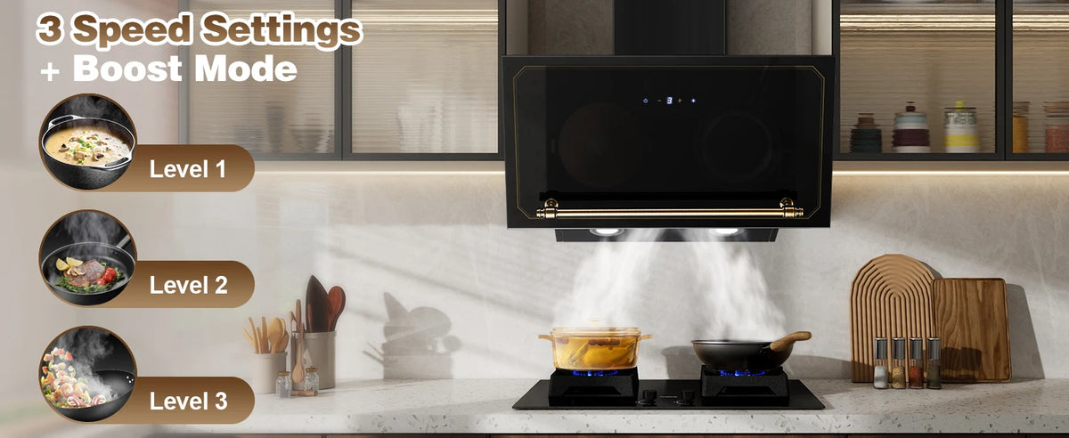 60cm Wall Hood - 400m³/h Suction, A+++ Energy, LED Lights, Dual Filter System, Retro Design‌