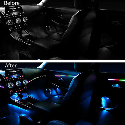18IN1 Full Color Streamer Car Ambient Lights RGB 64 Color Universal LED Interior Hidden Acrylic Strip Symphony Atmosphere Lamp