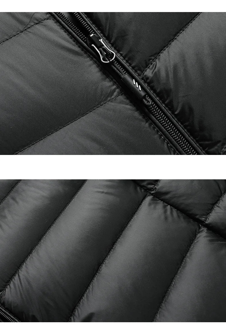 Men's Stand-Collar Hooded Lightweight Down Jacket for Winter - 90% Duck Down, Sporty, Warm & Versatile (Couple Style Available)
