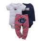 Lovely Baby Boy bodysuits 3Pcs/sets Long Sleeved Clothes PP Pant Cotton Infant Sporty Girl Short Sleeved Bodysuits