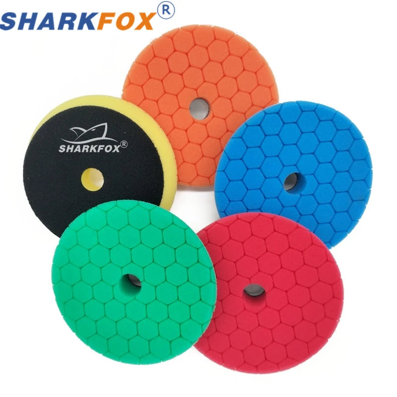Sharkfox Polishing Pads 3/5/6 Inch Germany Foam Buff Sponge Pads Auto Car Buffing Pad Set for DA/RO Polisher Buffer Tools