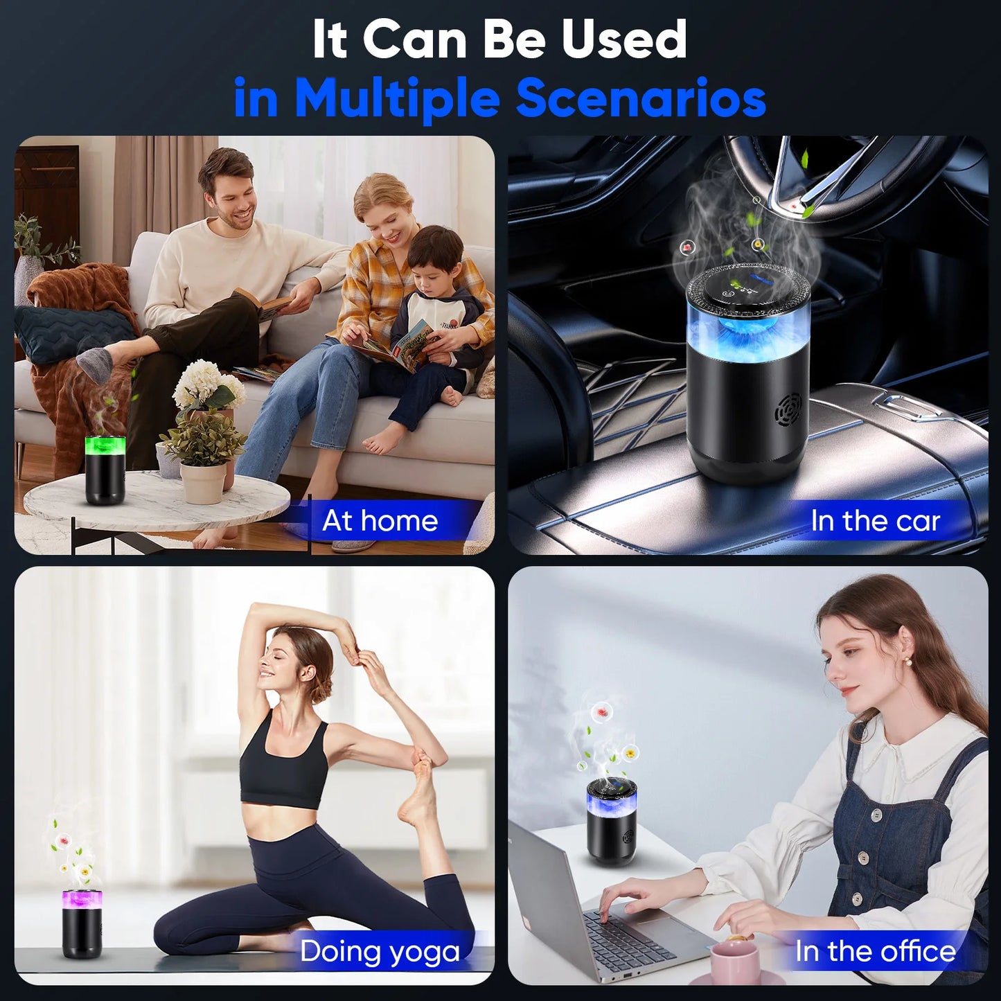Intelligent Nano Car Air Freshener, Electronic Atomisation, Solid Fragrances, Auto On/Off, Adjustable Intensity, Fragrance Last