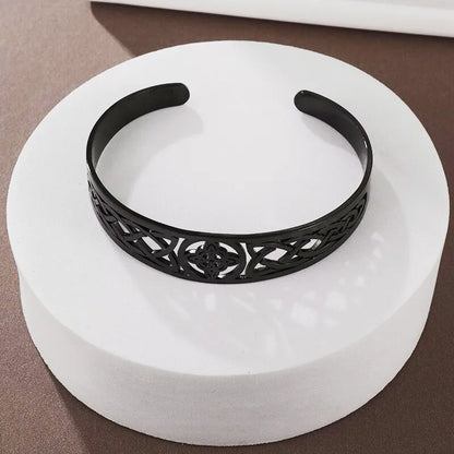 Witch Knot Cuff Bracelet Stainless Steel Pagan Witchcraft Symbol Magic Knot Good Luck Amulet Bangls Celtic Knot Jewelry