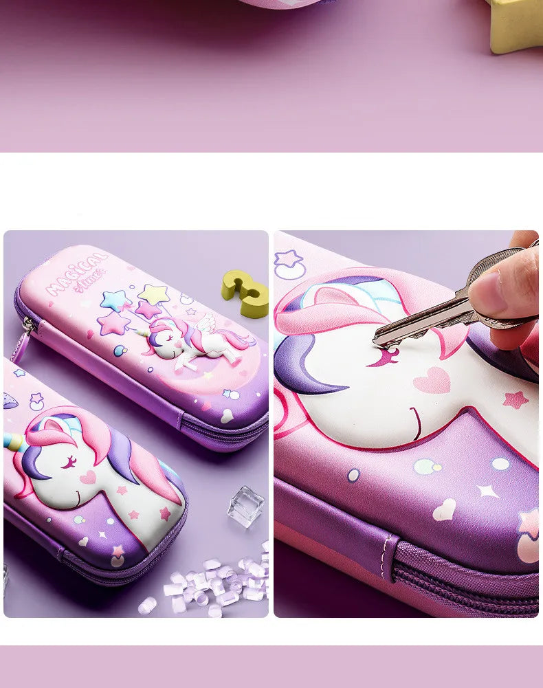 3D EVA Unicorn Cute Pencil Case Cartoon Stationery Box Girls Color Pencil Box Student Pen Case School Supplies Gifts Ipad Case