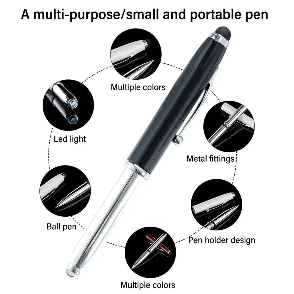 New 3in1 Multi-function Pen Capacitive Pen with LED Light 1.0mm Ballpoint Pen Stationery Screen Touch Gadgets Construction Tools