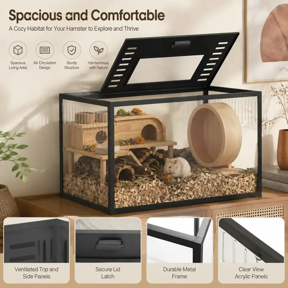 Hamster Cage 80 X 45 X 50 Cm with Deep Base and Two Access Openings for Digging Habitat Home Pet Small Animal House