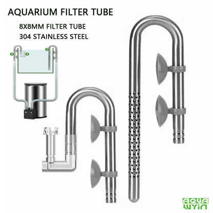 8mm Aquarium Mini Filter Tube Stainless Steel Anti Fish and Shrimp Inlet and Outlet Oil Film Filter Fish Tank Supplies