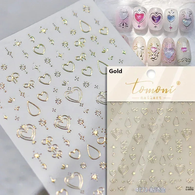 1pcs 5D Diamond Japanese White Lace Bow Nail Art Stickers Pearl Rhinestones Nail Decoration Adhesive Decals Slider DIY Accessory