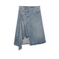 Women'sAsymmetric Denim Skirt New Spring Casual Mid Waist Pocket Women Lace Skirts Fashion Female Chic Skirts