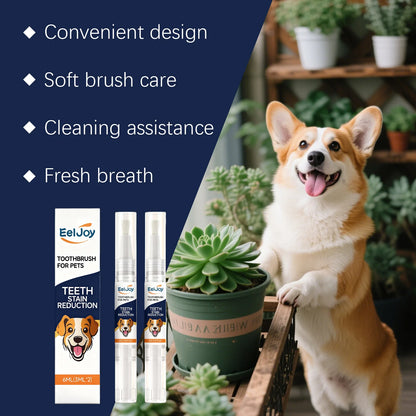 Pet Teeth Cleaning Pen Plant‑Based Mild Reduce Tartar Stain Fresh Breath Portable Oral Care for Dogs Cats Daily Dental Cleaner