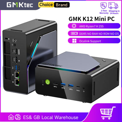 GMKtec K12 Mini PC AMD Ryzen7 H 255 (Upgraded 8745HS) Oculink Support DDR5 NO RAM NO ROM NO OS Desktop Computer Gaming PC WIFI6E