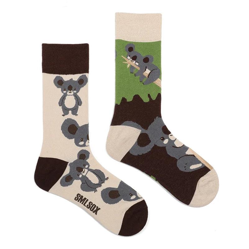1 Pair Man Women Sock Original AB Tide Socks Colorful Cat Dog Koala Cow Cotton Socks Four Seasons Unisex Socks for Birthday Gift