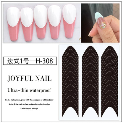 French Nail Art Sticker Crescent Smile Line French Pattern V-shaped Nail Decoration Decals