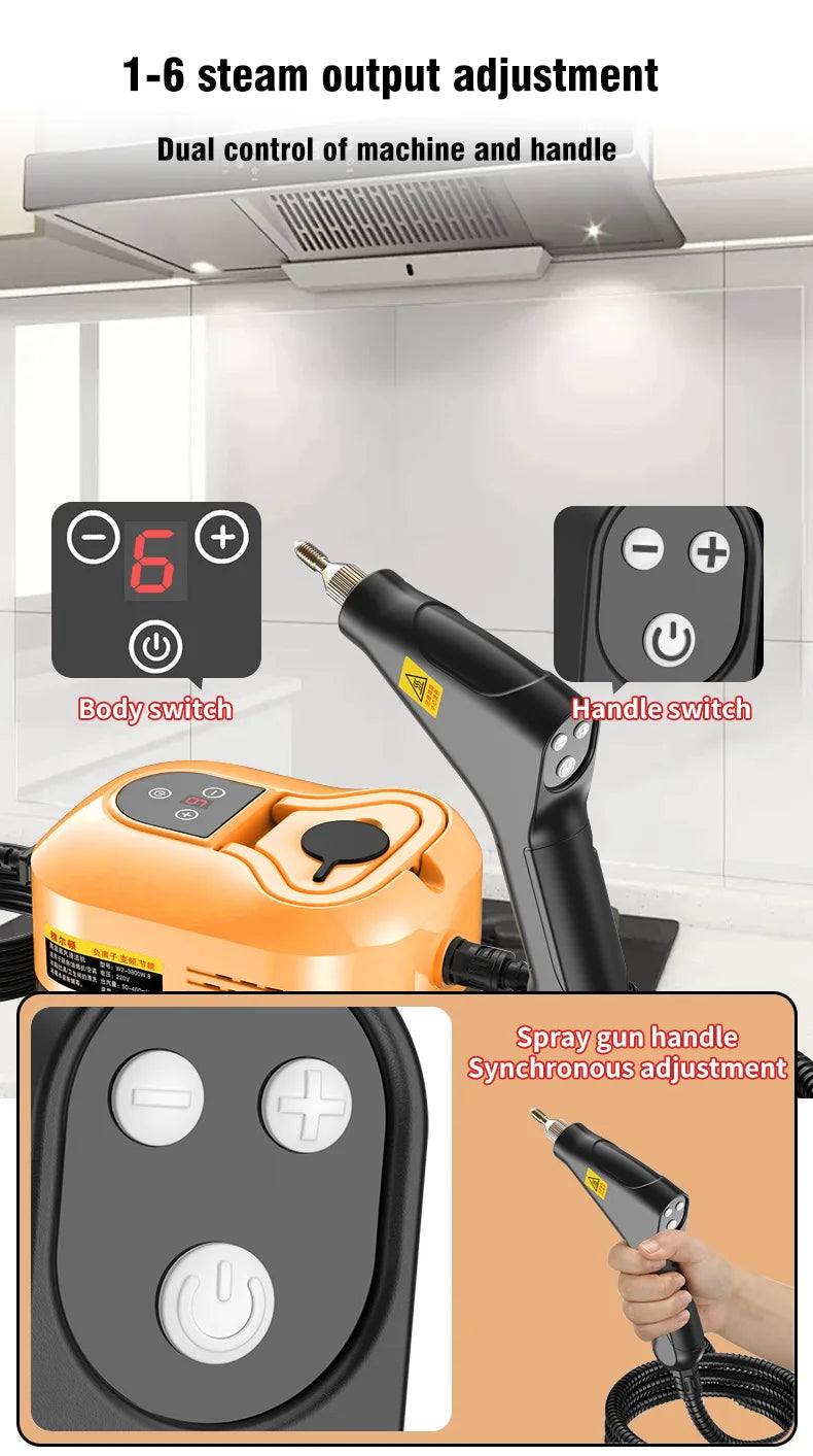 2500W High Pressure High Temperature Household Steam Cleaner For Air Conditioner Kitchen Car Furniture Handheld Steam Cleaner