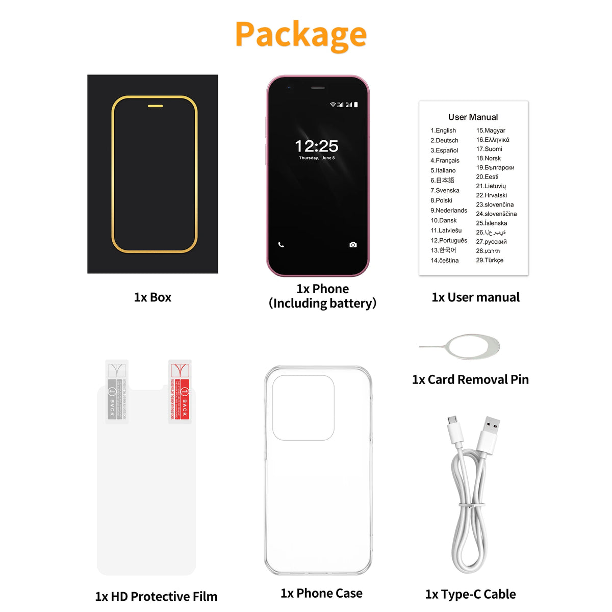 SERVO 15SE Mini Pocket Smartphone 3G WCDMA Dual SIM Android System 3.0" Display 2GB+16GB WiFi Hotspot GPS Face Unlock Bluetooth Play Store Type-C Camera Flashlight Small Palm Mobile Phones