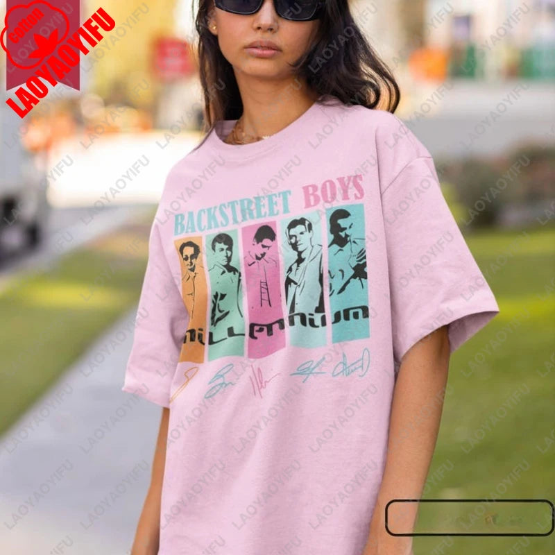 Backstreet Boys Millennium Tour Music Vintage Tshirt Men Women Hipster Popular Tops Summer Fashion Streetwear Unisex Tees Gift