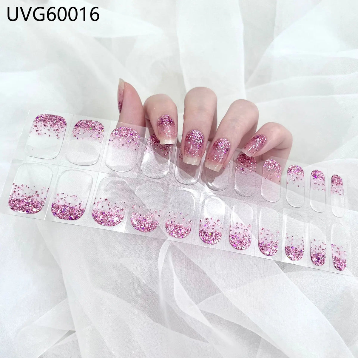 20/22Tips UV Semi cured Gel Nail Stickers Waterproof Long Lasting Full Gel Nail Wraps Press On Nail Decal DIY Manicure