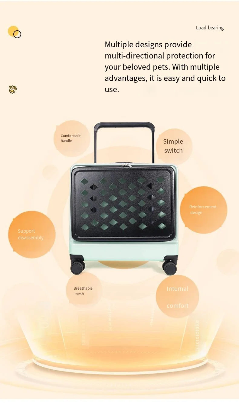 2026 Pet Trolley Luggage Portable Pet Outing Bag Transparent Space Cabin Pet Cart Handheld Cat Bag