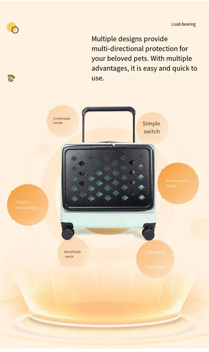 2026 Pet Trolley Luggage Portable Pet Outing Bag Transparent Space Cabin Pet Cart Handheld Cat Bag