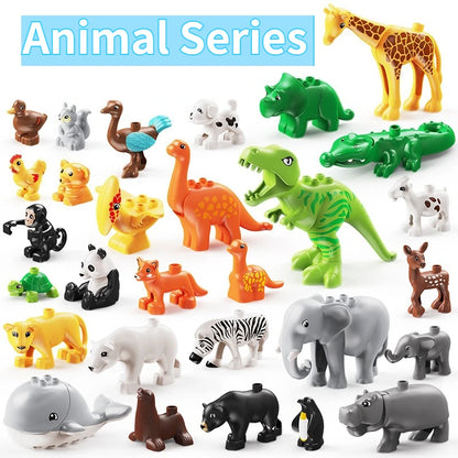 Building Block Toy Animal Series: Black Cat Dog Lion Tiger Elephant Children's Party Zoo Parent-child Interactive Holiday Gift