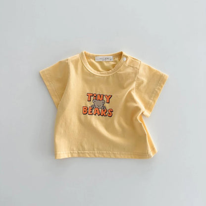 Summer Newborn Infant Baby Girls English Bear Printing Pullover T-Shirt Kids One-Piece Fashion Baby Clothing