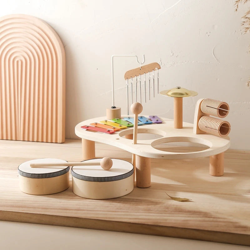 Baby Educational Toys Wooden Aeolian Bells Montessori Children's Musical Toys Xylophone Newborn Birthday Gifts Music Table Toys