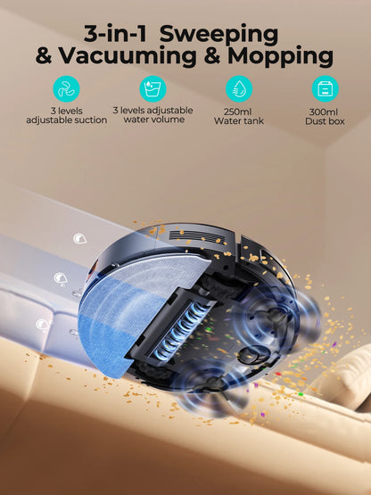 Airzeen R7 Robot Vacuum Mop 3-in-1 Cleaning 4000Pa Suction Smart App/Alexa Control Auto Self-Charging for Pet Hair & Floors