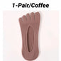 1/5 Pairs Summer Men's Invisible No Show Five Finger Socks Thin Velvet Non-Slip Mesh Breathable Elastic Solid Silk Soft