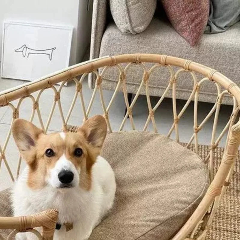 Natural Rattan Artist Pet Bed Weaving Princess Light Luxury Pet Bed Japanese Vintage Pet Products Haustierbett XY40CWC