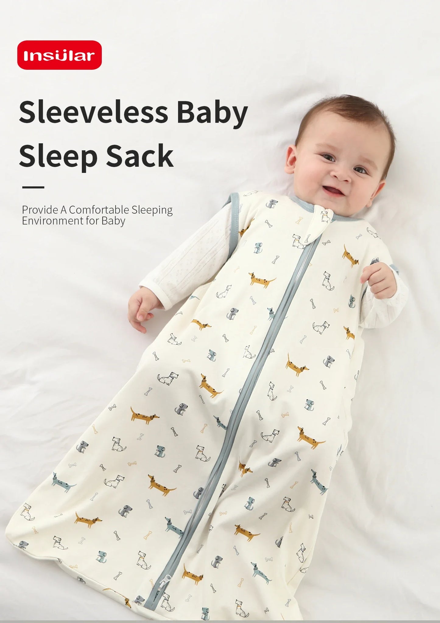 Baby Sleeping Bag Newborn Baby Anti-shock Sleeping Bag Pajamas Baby Pajamas Light Zipper Crawling Suit Anti-kick Cartoon Animal