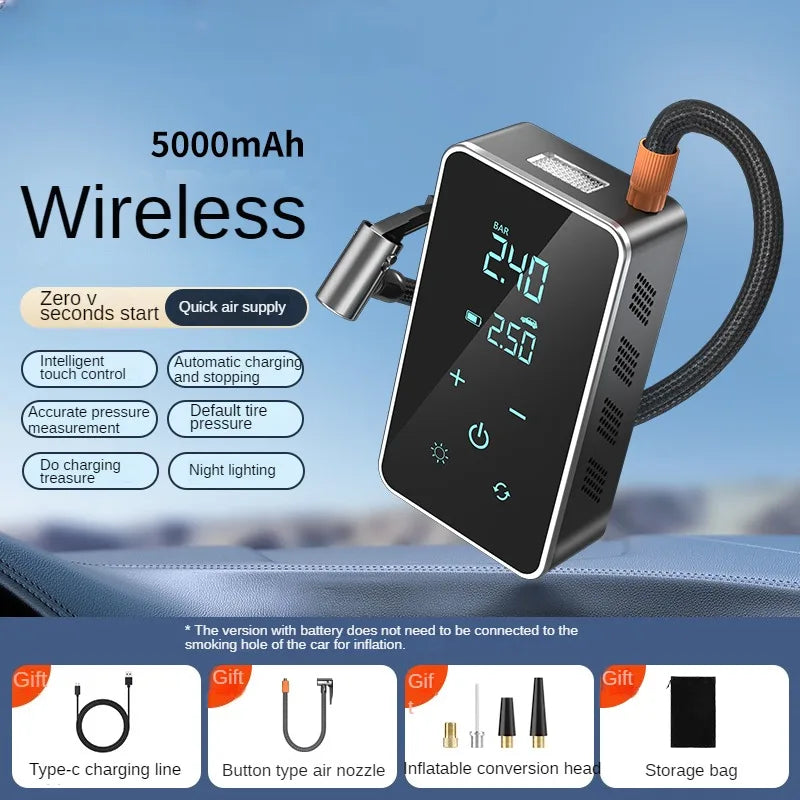 Wireless Air Pump 150psi Touch Screen/Key Portable Electric Tire Inflator For Car Bicycle Motorcycle Mini Air Compressor Injecto