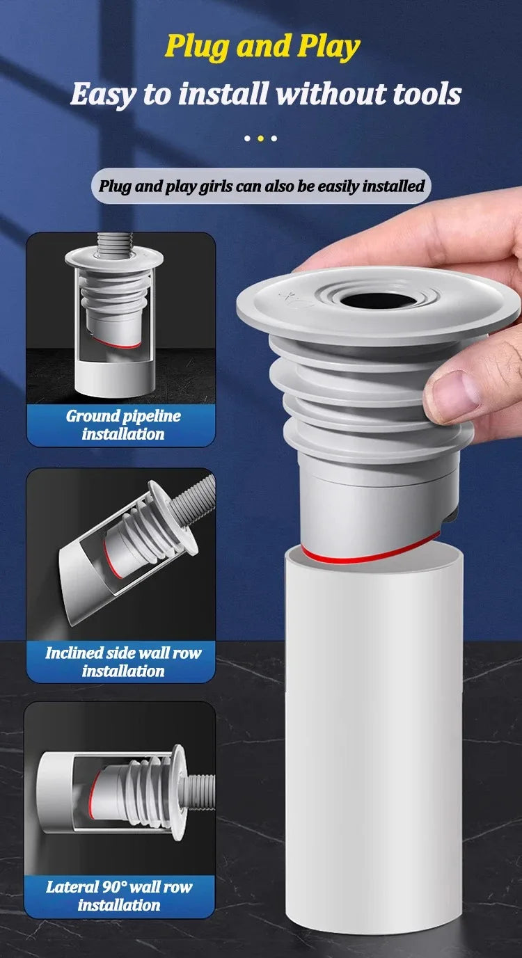 Silicone Bathroom Sewer Seal Ring Kitchen Sink Sewer Pipe Seal Plug Washing Machine Anti-odor Leakage Floor Drain Seal Connector